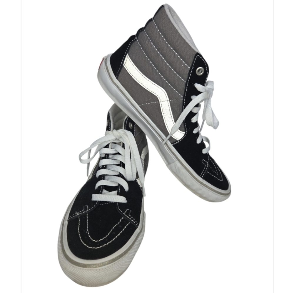 Vans Sk8 High Top Black Suede Gray Canvas Skateboard Sneaker Size Mens 7.5